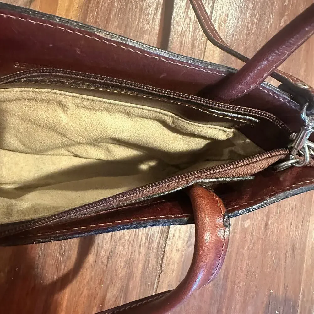 Barberini’s Firenze Black & Brown Leather Crossbody Shoulder Bag Purse